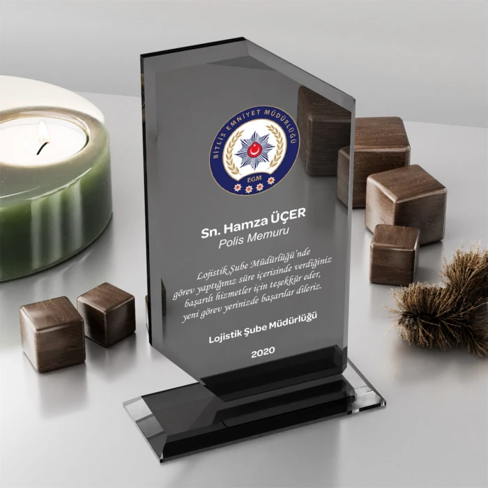 MS-313 Füme Kristal Plaket