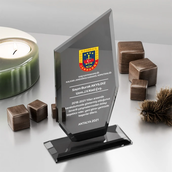 MS-322 Füme Kristal Plaket